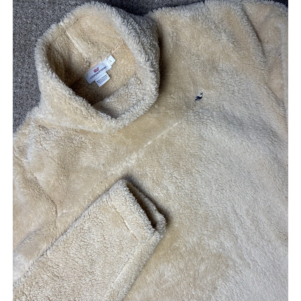 Vineyard Vines Teddy Fleece Pullover Sweater Womens Large Turtleneck Mock Cozy